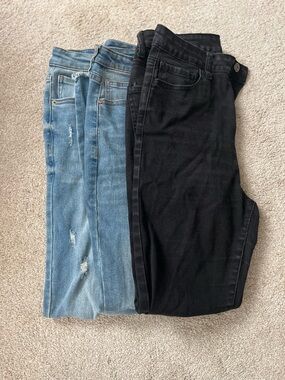 Forever 21 Blue and Black Denim Jeans - Sizes 28 and 29 Distressed